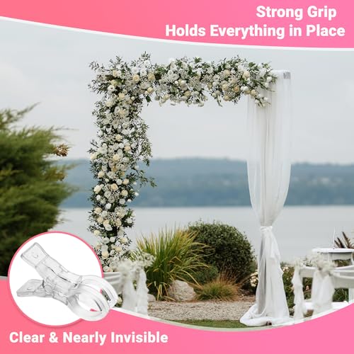 12 Pack Balloon Arch Clips - 3.5 Inch Clear Clips for Backdrop Stand - Transparent Spring Clamps for Balloon Arch - Strong Garland Hanging Clamps- Photography Accessories for Party, Wedding, Birthday
