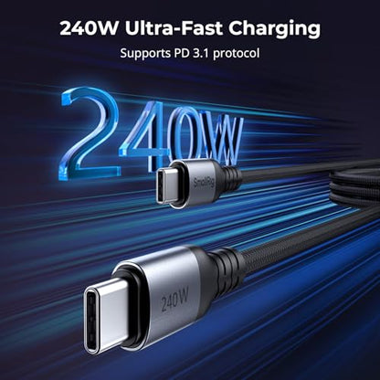 SMALLRIG 240W USB C to USB C Cable (3.28ft), PD 3.1 240W Fast Charging Cable Cord GaN Charger 4747/4751, V Mount Battery, for iPhone 16/17, for Samsung S23, for MacBook Pro - style: No Display