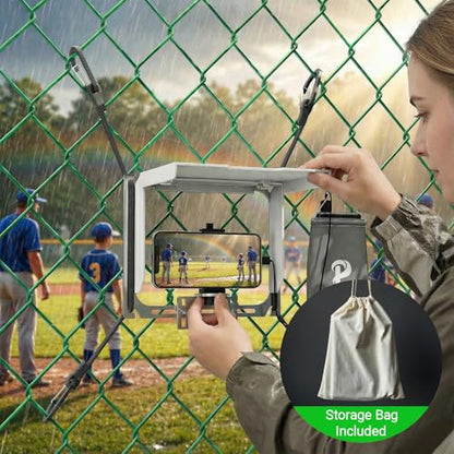 Game Changer Mounting Kit, Cell Phone Fence Mount with Shade and Power Bank Holder, Gamechanger Streaming Kit, Fence Phone Holder for iPhone GoPro Camera Mevo Start Recording Baseball Tennis Game - style: Game Changer Mounting Kit