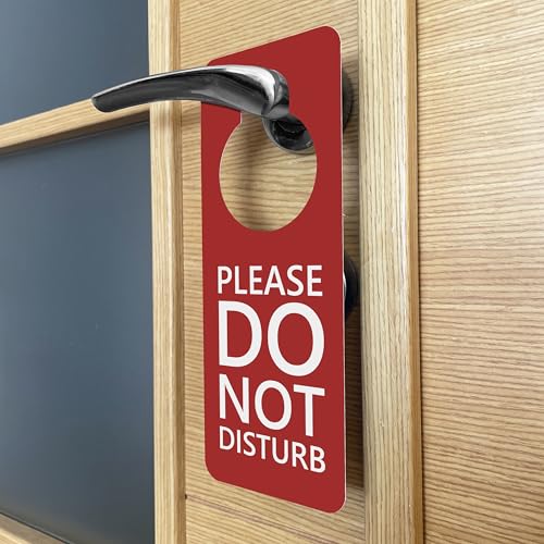 Do Not Disturb Sign, 2 Pack (Black & Red Double Sided) Please Do Not Disturb on Both Sides, Do Not Disturb Door Sign for Office, Home, Clinic, Dorm, Online Class, Meeting Session and More.