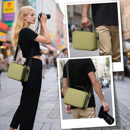 ProCase Hard Shell Camera Case for Canon Rebel T7/EOS R100/R50/DSLR/SLR/Nikon/Sony/Mirrorless Cameras, Soft Padded Digital Camera Travel Bag with 1 Shoulder Strap and 3 Adjustable Dividers -Green - color: Green