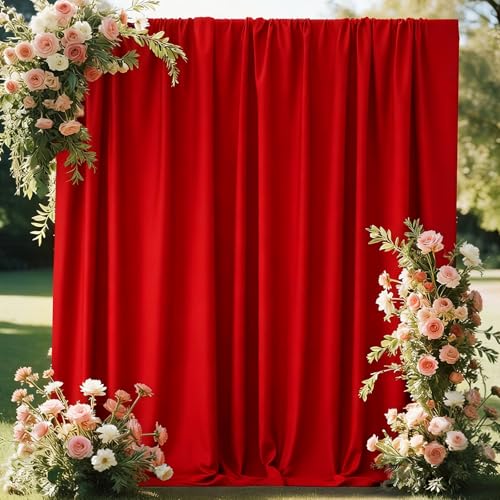 10x10FT Red Backdrop Curtains for Parties, Red Photo Backdrop Curtain Wrinkle-Resistan Drapes Panels for Party Birthday Wedding Halloween Decoration Photography, 5x10FT, 2 Panels - color: Red, size: 5x10FT(2 panels)
