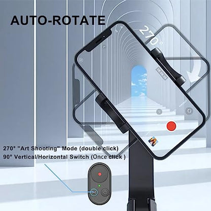 Selfie Stick Gimbal Stabilizer, Gimbled Phone Holder with Wireless Remote Tripod 1-Axis Handheld Smartphone Portable Gimbal for Tiktok Vlog Youtuber Live Video Recording