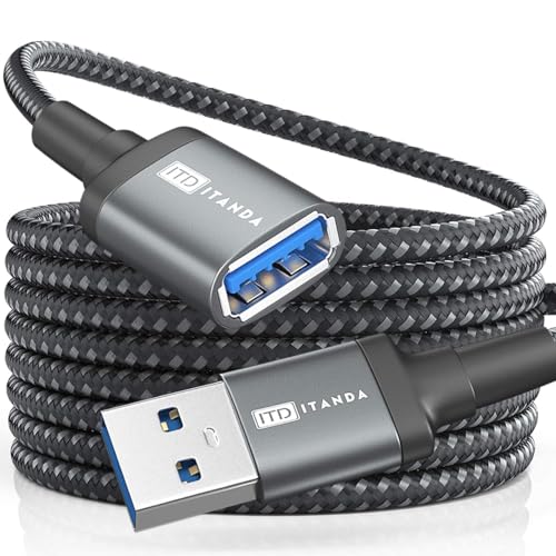 ITD ITANDA 1.5FT USB Extension Cable USB 3.0 Extension Cord Type A Male to Female 5Gbps Data Transfer for Keyboard, Mouse, PlayStation, Xbox, Flash Drive, Printer, Camera and More, Grey - color: Grey, size: 1.5 FT