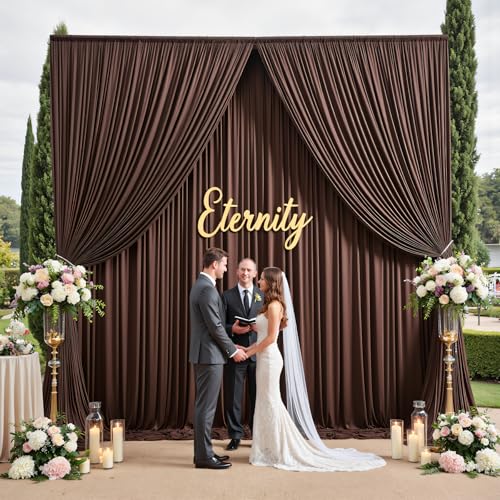 10ft x 15ft Brown Backdrop Curtain for Wedding Party 2 Panels 5x15ft Wrinkle Free Silky Polyester Backdrop Drapes Fabric for Birthday Baby Shower Graduation Photography Stage Background Decorations - color: Brown, size: 10ft x 15ft (W5' x H15', 2panels)