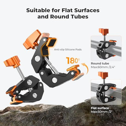 K&F CONCEPT 22" Magic Arm Clamp Kit, Overhead Desk Camera Mount, Long Articulating Friction Boom Arm for Phone, Action Camera, LED Light, Microphone