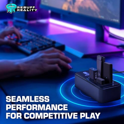 Rebuff Reality 4 Port USB Hub, Dongle USB 3.0 Hub for Wireless Interference Reduction for Gaming, Stable Connection & Lag-Free for Mouse, Keyboard, Headset, Compatible with PC, Mac, Xbox, PlayStation - size: 4-PORT