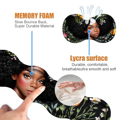 4 in 1 Ergonomic Keyboard Wrist Rest & Mouse Pad Wrist Rest Set, Large XXL Gaming Desk Mat 31.5"x 11.8" with Non-Slip Base, Memory Foam for Home Office Study Gaming, American Black Girl - color: American Black Girl
