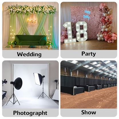 Hecis Pipe and Drape Backdrop Stand,8ft x 10ft Backdrop Stand, Adjustable Metal Heavy Duty Wedding Background for Parties Birthday Party Baby Shower Wedding Decorations
