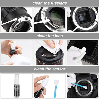 14-in-1 Camera Lens Cleaning Kit - Mirrorless & DSLR Sensor Cleaning Kit for Canon, Sony, Nikon Including Lens Blower, Detergent, Swabs, Cloth, Pen, Brush - size: 14 IN 1