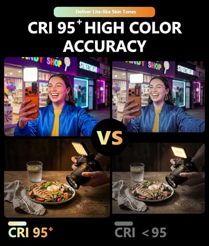 85LEDs Dual-Sided Portable Selfie Light for Dual Camera Recording, Pocket Video Light with Phone Clip & Cold Shoe Mount, 2000mAh Rechargeable for iPhone, Laptop, Vlogging, Zoom & Live Streaming