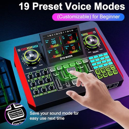 Podcast Equipment Bundle with 3.5mm BM800 Condenser Microphone for Pc/Phone Live Streaming Singing Gaming, Podcast Microphone Bundle with Live Sound Board Audio Mixer,Voice Changer, Denoise,DJ Sets