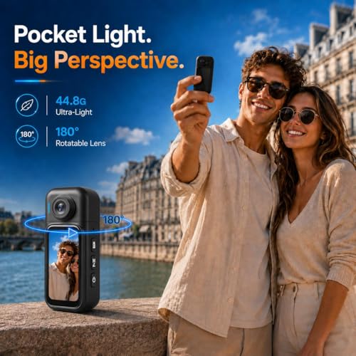 1080P Action Camera, Body Cam, POV Recorder, 128GB, Charging Case | Up to 6H with charging case; waterproof case, magnetic pendant and back clip for travel,bike POV,vlogs and outdoor recording - size: H91128G