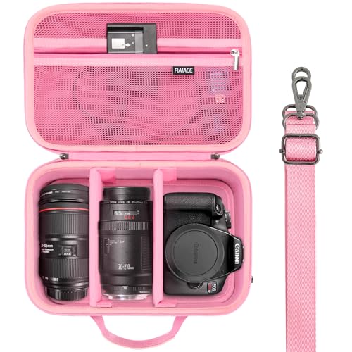 RAIACE Hard Carrying Case Compatible with Canon EOS Rebel T7/ T100/ T6/ R100/ R50/ R5/ R7/ R8, for Sony, for Nikon Camera. Large Capacity Camera Bag for Lens, Cables, Cards and Accessories. - Pink - color: Pink