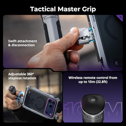 SmallRig Megatron Edition Dual Handheld Video Cage Kit for iPhone 17 Pro Max, Wireless Control Handle, Quick Release, Filmmaking & Live Streaming Kit with Case, Rotatable Handles, Lens Backplate-5584 - size: iPhone 17 Pro Max