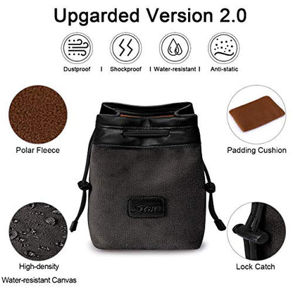 S-ZONE Soft Camera Bag DSLR Insert Handbag Drawstring Lens Case | Water-resistant Canvas, Drawstring closure, Dust-proof, Scratch-resistant, Compatible with Canon Nikon Sony - color: Dark Gray, size: Large