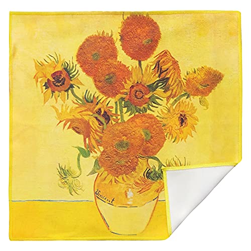Large [6 Pack] Classic Art (Sunflowers) - Ultra Premium Quality Microfiber Cleaning Cloths (Best for Camera Lens, Glasses, Screens, and All Lens.), Microfiber Cloth - color: Vincent Van Gogh "Sunflowers", size: 6 Pack