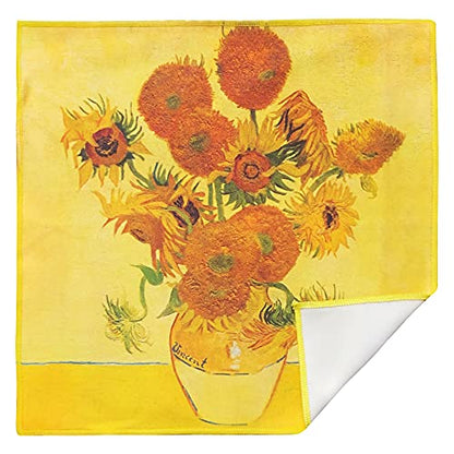 Large [6 Pack] Classic Art (Sunflowers) - Ultra Premium Quality Microfiber Cleaning Cloths (Best for Camera Lens, Glasses, Screens, and All Lens.), Microfiber Cloth - color: Vincent Van Gogh "Sunflowers", size: 6 Pack