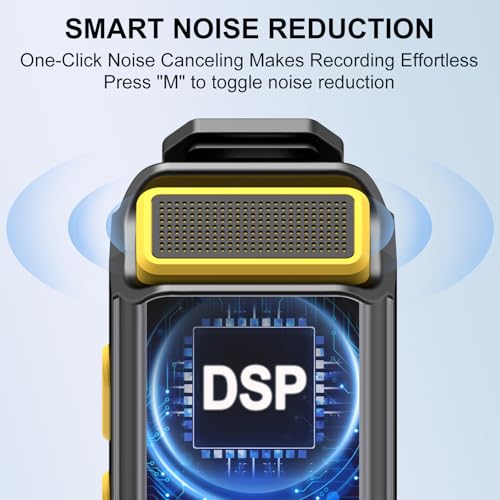 Mini Lavalier Microphone for iPhone/Android/PC, Lav Mic with 45H Battery, Noise Cancellation, 48KHz 16-Bit, Wireless Mic for Video Recording, Tiktok, YouTube, Vlog (Black+Yellow)