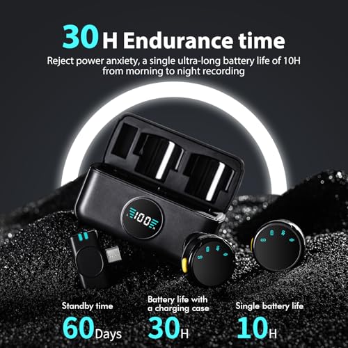 Mini Microphone for iPhone 14/13/12/11/X with Lightning Plug,Wireless Lavalier Microphone with Charging case,30H Battery Life,Noise Reduction,Clip-on Mic for Video Recording,YouTube,TikTok - style: Lightning