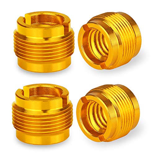 4 PCS Gold Colour Adapter for HyperX QuadCast Mic, Blue Yeti, Rode, Razer, Shure and Most USB Microphone, Shock Mount, Boom Arm Screw Thread Adapter 5/8" Male to 3/8" Female Screw Adapter by YOUSHARES - color: 4PCS