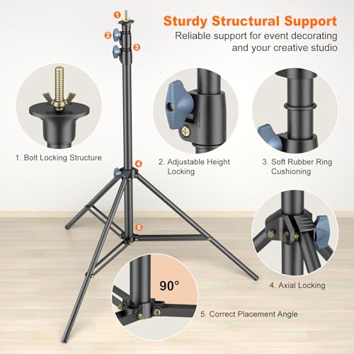 LINCO Lincostore Zenith Portable T-Shape Background Backdrop Stand Kit 5x6.7ft - 5ft Wide (Fixed) and 6.7ft High (Adjustable)- Lightweight Only 4 Lbs Easy to Carry and Storage Black