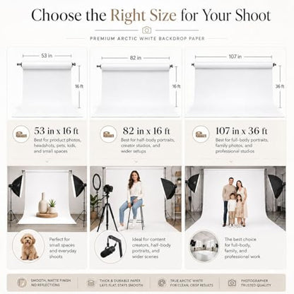 Yizhily Seamless White Backdrop Paper Roll, 53" x 16.4', Heavyweight Matte Stinger Photo Background for Small Studio Headshots, Tabletop Product & Food Photography - color: Stinger, size: 53" x16.4'