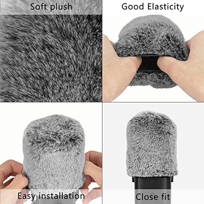 Geekria for Creators Furry Windscreen Compatible with Elgato Wave:1, Wave:3 Mic DeadCat Wind Cover Muff, Fluff Cover Windshield, Wind Noise Reduction (Grey / 2 Pack)