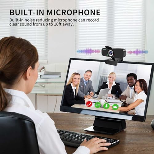 1080P Webcam for Computer/Laptop/Desktop/PC, External Camera with Microphone, USB Plug&Play, Auto Low Light Correction, Privacy Cover, Tripod, Wide Angle for Meeting/Online Video/Zoom - style: 1080p-with tripod