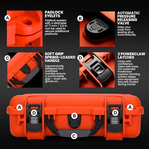 NANUK 910 Hard Case with Customizable Cubed Foam, IP67 Waterproof, Dustproof and Impact Resistant, 14.3” x 11.1” x 4.7”, Rugged Construction for Ultimate Protection, Made in Canada - Orange - color: Orange, style: Cubed Foam