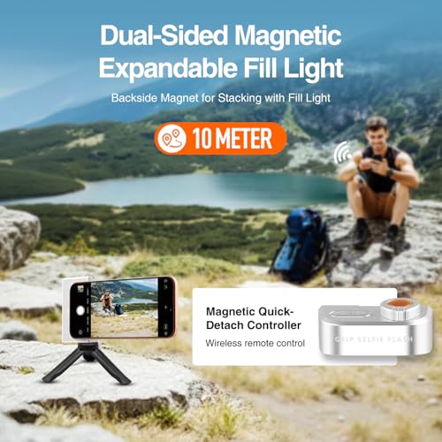 Phone Flash Fill Light, Magnetic Attachment for Mobile Phones, Built-in Handle with Focus Knob, Portable LED Light Phone Photography, Vlog & Live Streaming