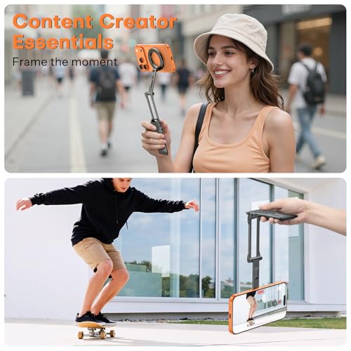 OMOTON TP06 Pro [Equipped Lanyard] for MagSafe Tripod Hook with Magnet Back & Arca-Swiss Base, 360° Rotating with 1/4" Screw, Magnetic Phone Tripod for iPhone 17/16 Pro Max Air Fits Vlog, Travel, Gym - color: Black