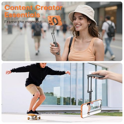 OMOTON TP06 Pro [Equipped Lanyard] for MagSafe Tripod Hook with Magnet Back & Arca-Swiss Base, 360° Rotating with 1/4" Screw, Magnetic Phone Tripod for iPhone 17/16 Pro Max Air Fits Vlog, Travel, Gym - color: Black
