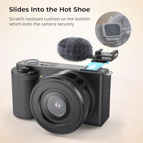 SmallRig Cold Shoe Adapter with Wind Muff Windshield for Sony ZV-1F / ZV-E10 / ZV-1 / ZV-E1 / ZV-1 II, Wind Furry for Light Microphone Attachment - 3526