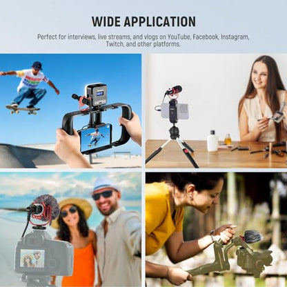 NEEWER Plug & Play Vlog Microphone, 20-20KHz Mini Supercardioid Mic with 3.5mm TRS, USB C OTG Cable, Shock Mount, Windscreen Compatible with iPhone 16 15 14 Samsung S24 Android Tablet Mac Camera, VM10 - style: VM10 Microphone