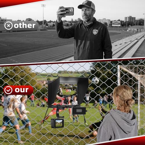 Cell Phone Fence Mount with Shade, Game Changer Mounting kit for iPhones, Mevo Start, GoPro, Insta 360 and Other Action Cameras, for Recording Baseball,Softball and Tennis Games(Matte Black)