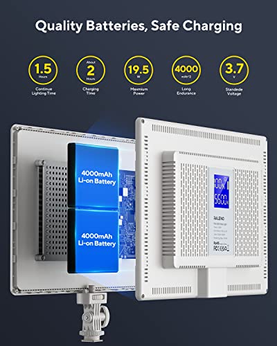 RALENO Led Video Light, Built-in 8000mAh Battery 2500-6500K CRI95+ 0-100% Brightness Adjustment on Camera Light, for Vlog Lighting Video Conference YouTube Studio Photography - color: White