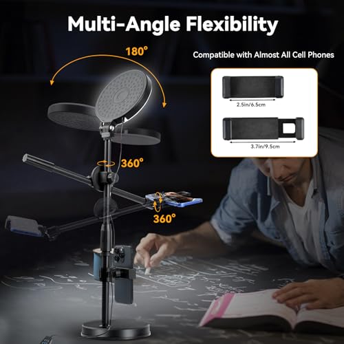 UTEBIT Zoom Lighting for Computer, Adjustable Desk Video Conference Lighting for Video Calls, Desk Ring Light with Stand and Phone Holder for Webcam, Home Office, Online Meetings, Live Streaming