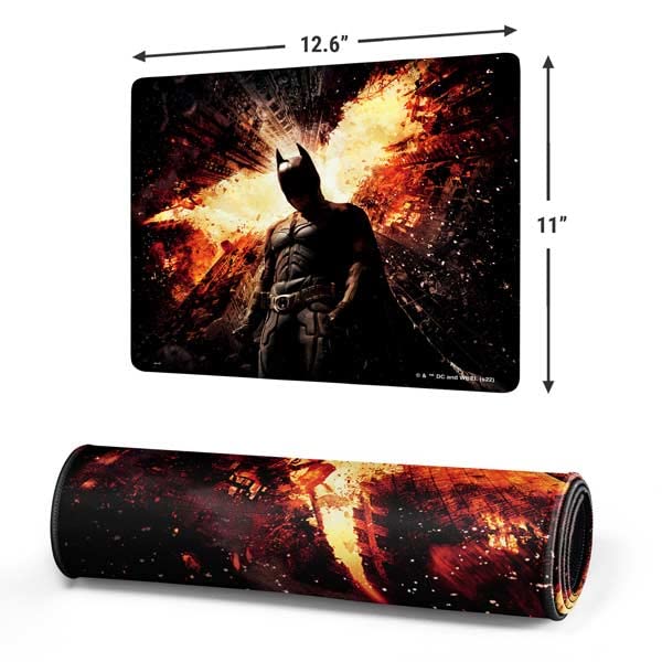 Skinit Small Gaming Mouse Pad - Officially Licensed The Dark Knight Rises Design with Stitched Edges, Waterproof, Non-Slip Rubber Base, Desk Mat for Keyboard & Mouse, 12.6" x 11" inches - color: Black - DRKNTR02, size: 12.6" x 11"