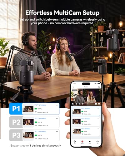 EMEET PIXY Wireless 4K Dual-Lens AI Tracking PTZ Streaming Camera with 1/2.55" Sensor, Gesture Control, Multi-Camera Live & Built-in 48kHz Mic, HDR, Live Streaming for YouTube, Facebook, Twitch