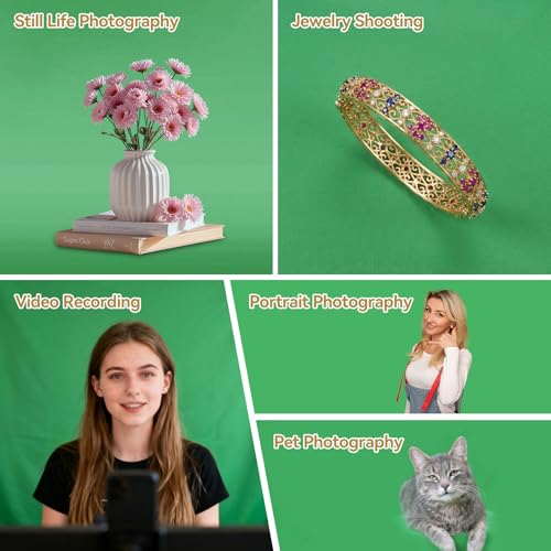 UTEBIT 5x6.5 ft Green Screen Backdrop, Thickened Photography Chroma Key Greenscreen Background, Polyester Fabric Cloth Sheet for Photoshoot, Video Zoom Meeting, Live Streaming, 150Gram (Backdrop only)