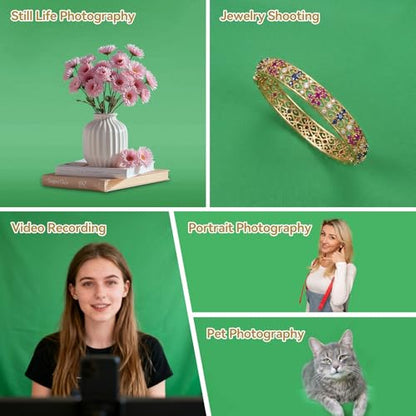 UTEBIT 5x6.5 ft Green Screen Backdrop, Thickened Photography Chroma Key Greenscreen Background, Polyester Fabric Cloth Sheet for Photoshoot, Video Zoom Meeting, Live Streaming, 150Gram (Backdrop only)