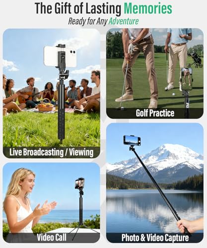 BMZX Golf Tripod Monopod, 47" Selfie Stick for Golf Swing Training & Recording | with Spike, Tripod, Magnetic Phone Holder, 1/4"-20 Screw, Carry Bag | Compatible with iPhones, Android & Cameras