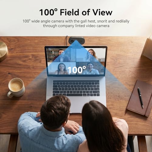 4K Webcam with Microphone, UHD Ultra-HD Computer Camera with Privacy Cover & Noise-Canceling Mic, 100° Wide Angle, USB Plug & Play Pro Desktop Web Cam for Zoom, Skype, Teams, Streaming