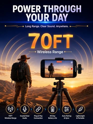Wireless Lavalier Microphone for Smartphone - Portable with Noise Reduction - Ideal for Vlog, Podcast, YouTube, TikTok, Interviews, Online Teaching