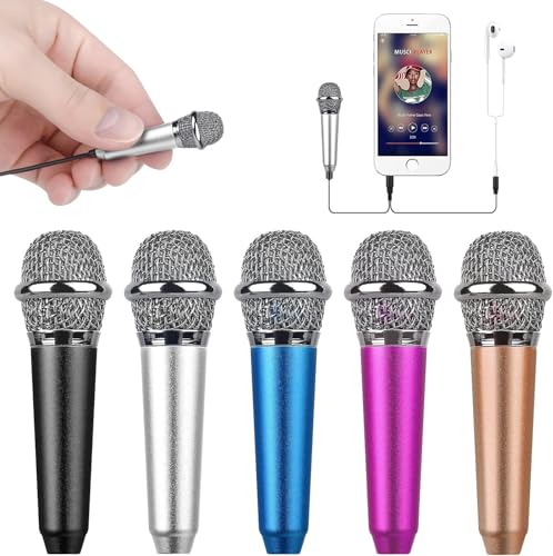 Mini Portable Vocal/Instrument Microphone for Voice Video Recording Singing,Vlogging, Podcasting,Tiny Microphone for iPhone Android Phone Computer Latop Notebook Tablet iPad(Silver) - color: Silver