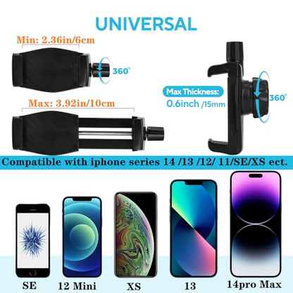 Magnetic Phone Holder for Gym, Heavy Duty 360° Adjustable Metal Arm | Super Strong N52 Magnet with Non-Slip Base for Power Rack, Universal Clip for all Smartphones, Home Workout Essentials