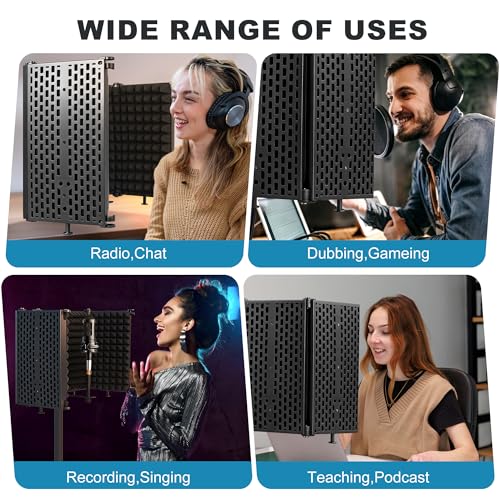 Microphone Stand With Isolation Shield,Recording Studio Equipment With Foldable Mic Shield With Sound Insulation For Recording Studio, Podcasts,Broadcasting - size: Standard Edition