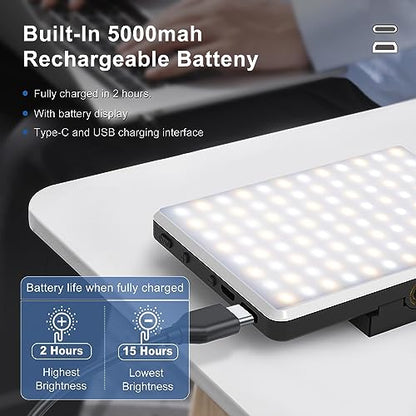 Selfie Light, Phone Light with Front & Back Clip, 60 LED Portable Light with 3 Modes, 5000mAh Rechargeable Video Light for Phone, iPhone, IPad, Laptop, TikTok, Makeup, Live Stream, Vlog(Black) - color: Black