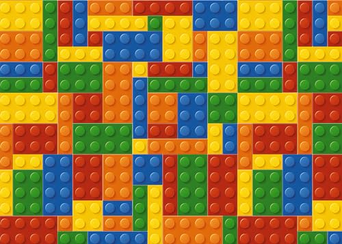 10x8 FT Building Blocks Theme Backdrop Colored Toy Bricks Building Chips Photography Background Kids Birthday Party Decorations Shower Banner Cake Table Banner Photo Booth Props, Clear - size: 10x8 FT
